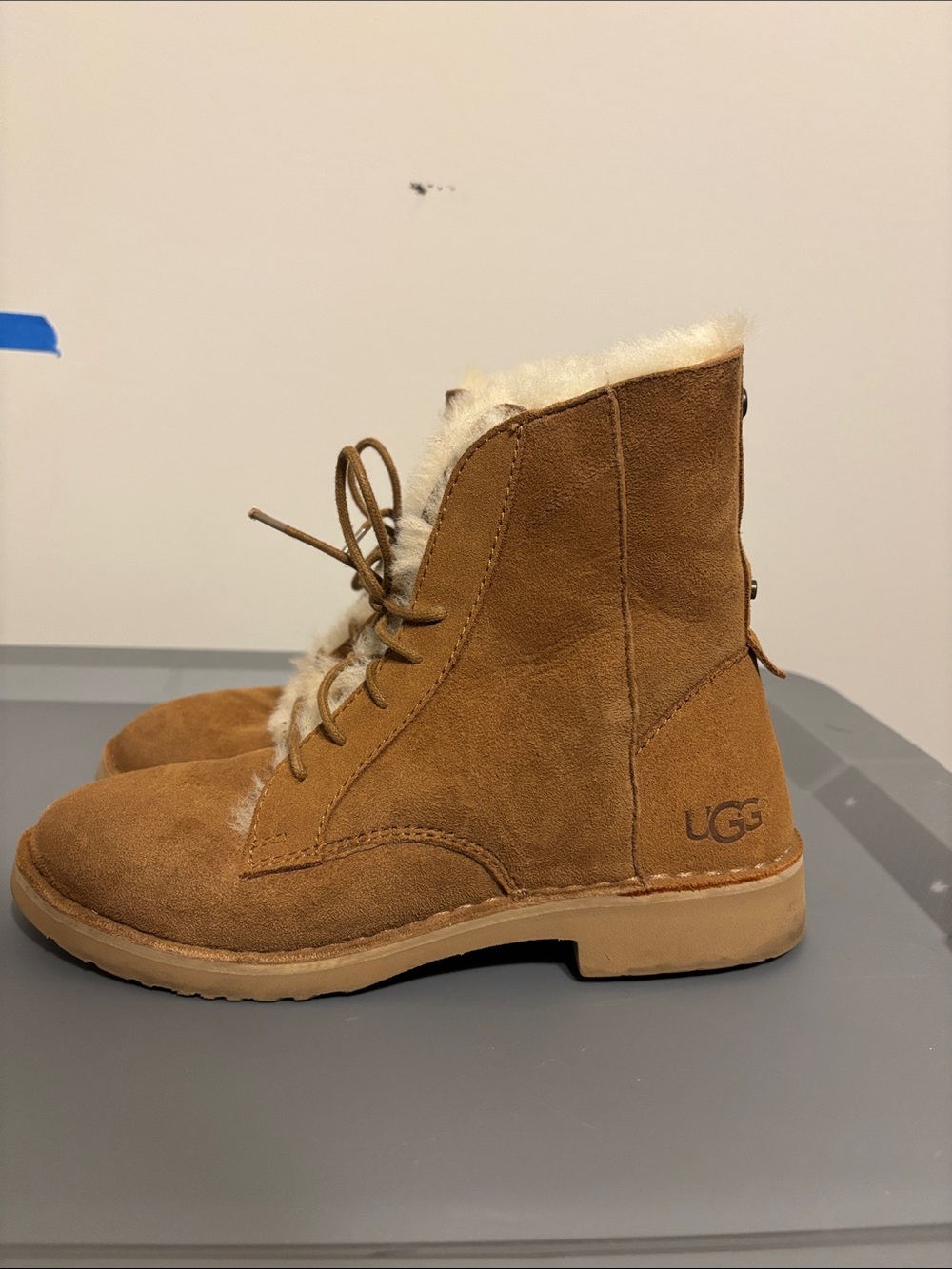 UGG Chestnut/Shearling Lace-Up Suede Boots